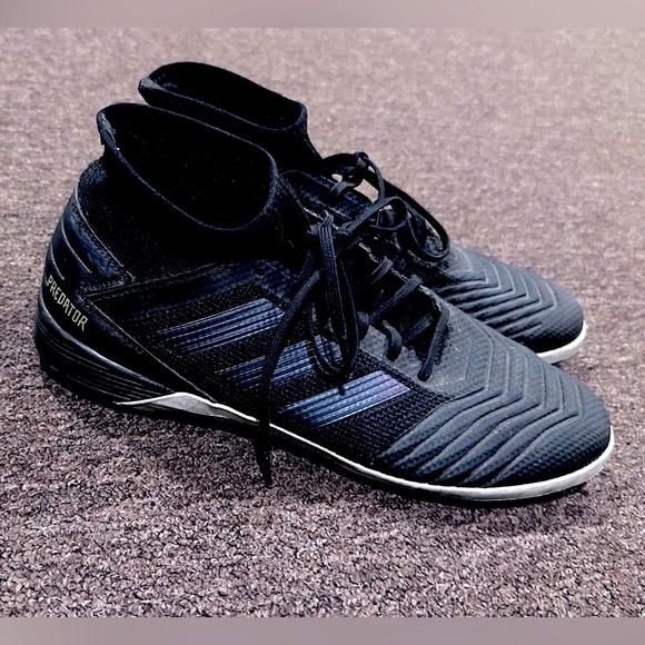 Adidas Predator Slip on lace up Soccer Cleats Mens US Size 12 Rare Black EUC - Picture 1 of 6